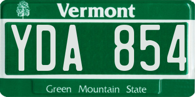 VT license plate YDA854