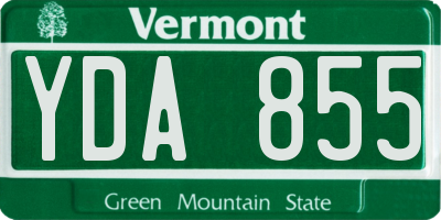 VT license plate YDA855