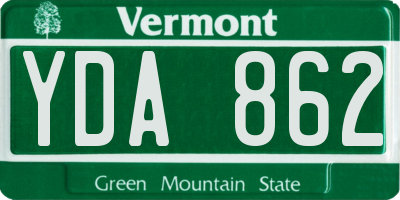 VT license plate YDA862