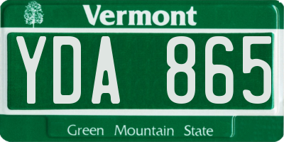 VT license plate YDA865