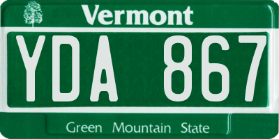 VT license plate YDA867