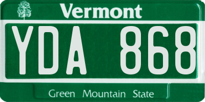VT license plate YDA868