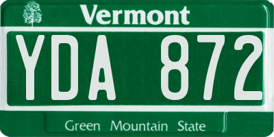 VT license plate YDA872