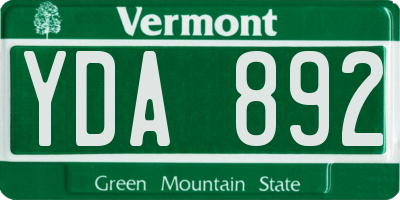 VT license plate YDA892