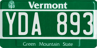 VT license plate YDA893