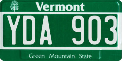 VT license plate YDA903