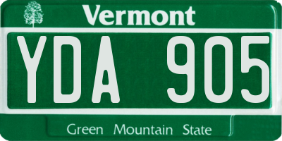 VT license plate YDA905
