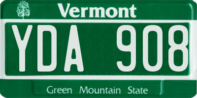 VT license plate YDA908