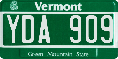 VT license plate YDA909