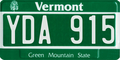 VT license plate YDA915