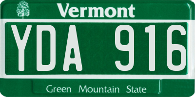 VT license plate YDA916