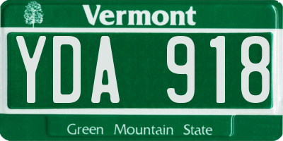 VT license plate YDA918