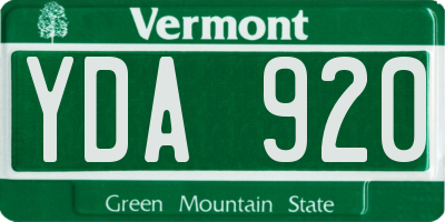 VT license plate YDA920