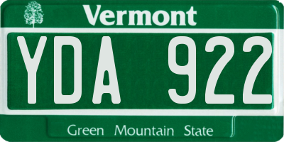 VT license plate YDA922
