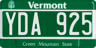 VT license plate YDA925