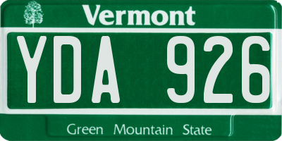 VT license plate YDA926