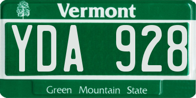 VT license plate YDA928