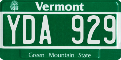 VT license plate YDA929