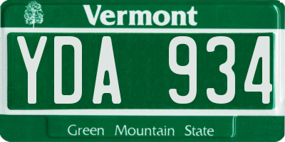 VT license plate YDA934