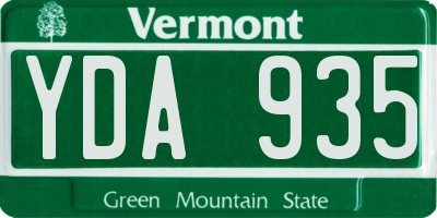 VT license plate YDA935