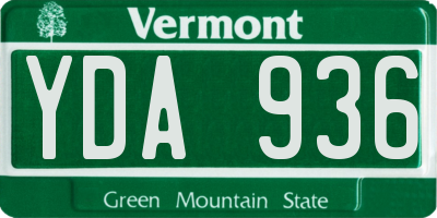VT license plate YDA936