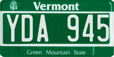 VT license plate YDA945