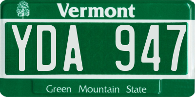 VT license plate YDA947