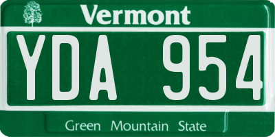 VT license plate YDA954