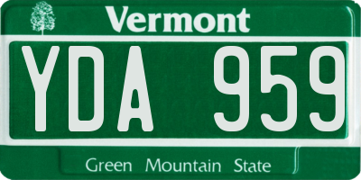 VT license plate YDA959