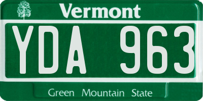 VT license plate YDA963