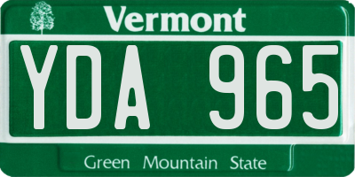 VT license plate YDA965