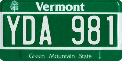 VT license plate YDA981
