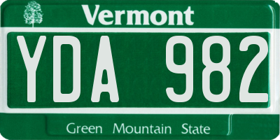 VT license plate YDA982