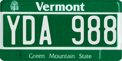 VT license plate YDA988