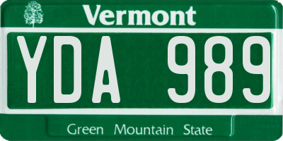 VT license plate YDA989