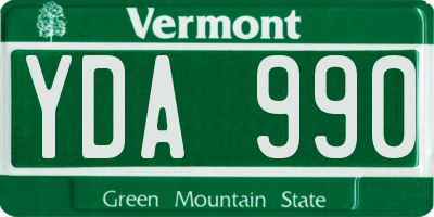 VT license plate YDA990