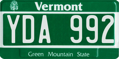 VT license plate YDA992