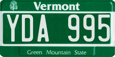 VT license plate YDA995