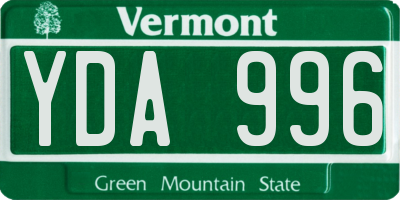 VT license plate YDA996