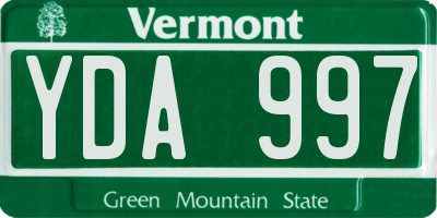 VT license plate YDA997