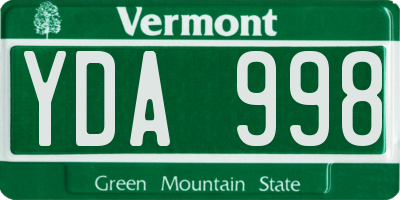 VT license plate YDA998