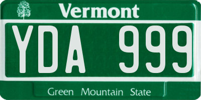 VT license plate YDA999