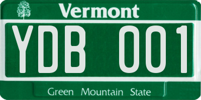 VT license plate YDB001