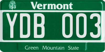 VT license plate YDB003