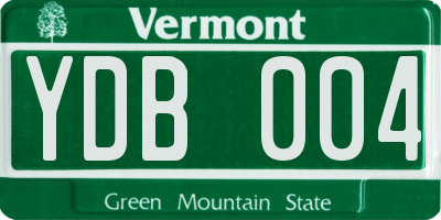 VT license plate YDB004