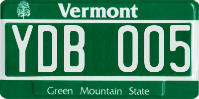 VT license plate YDB005