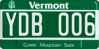 VT license plate YDB006