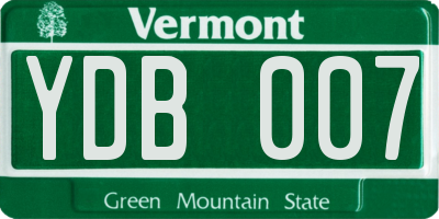 VT license plate YDB007