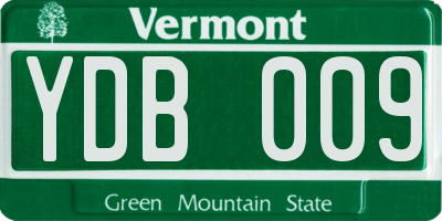 VT license plate YDB009