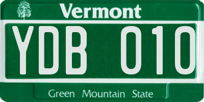 VT license plate YDB010